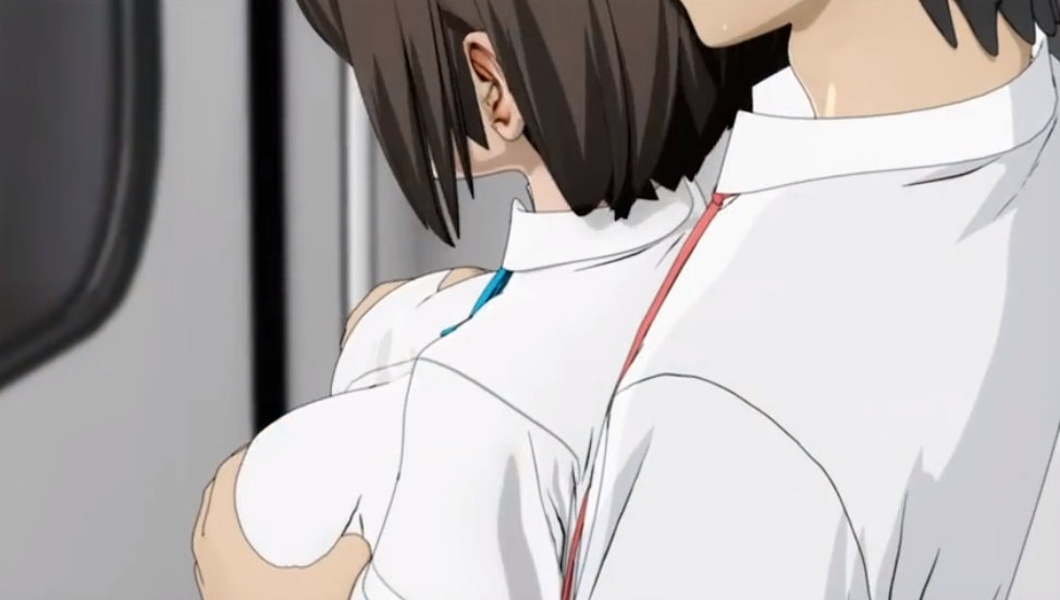 [エロアニ]清楚ボインな女学生にチカンしまくり痴女野郎が暴走して鬼畜SEX